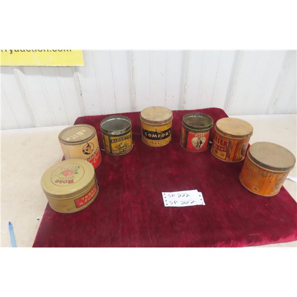 Old Tobacco Tins: Comfort, MacDonald, Pilot, Brier, Rose, Plus.