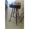 Image 8 : (3) 1940's Wrought Iron & Leather Swivel Stools 