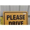 Image 2 : Please Drive Slowly Metal Sign 24" x 24"
