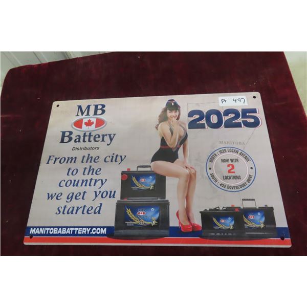 Manitoba Battery Distributor Metal Sign 12" x 18"