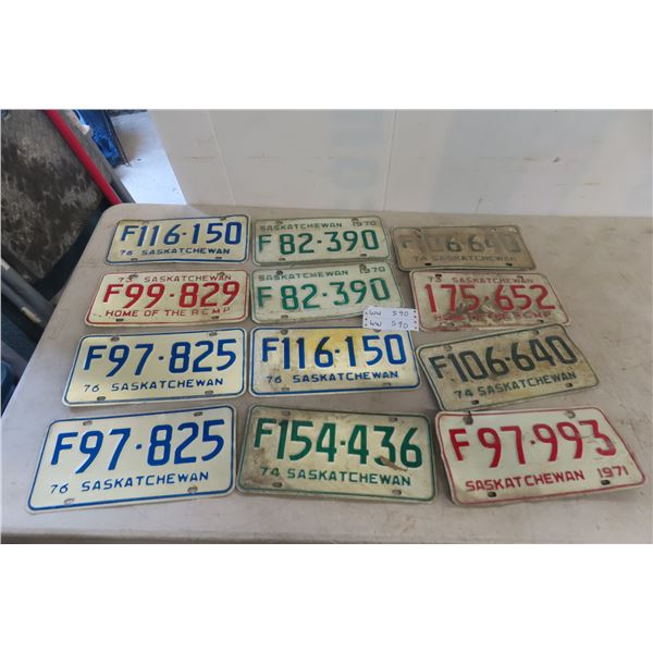 12 Saskatchewan Licence Plates From The 1970's