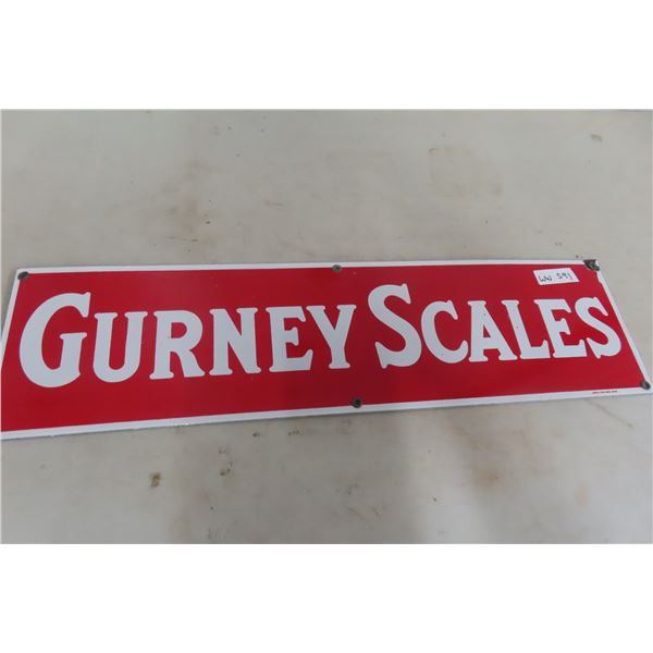 Gurney Scales Porcelain Sign 8" X 30"