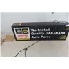 Image 8 : Napa/uap Auto Parts 2 Sided Light Up Sign 12” X 37” (working Condition)