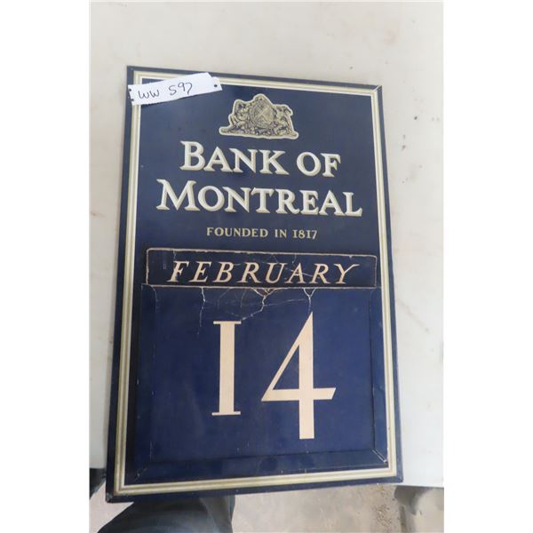 Vintage Bank Of Montreal Number Calendar 12” X 18”