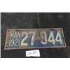 Image 1 : Manitoba 1921 Licence Plate