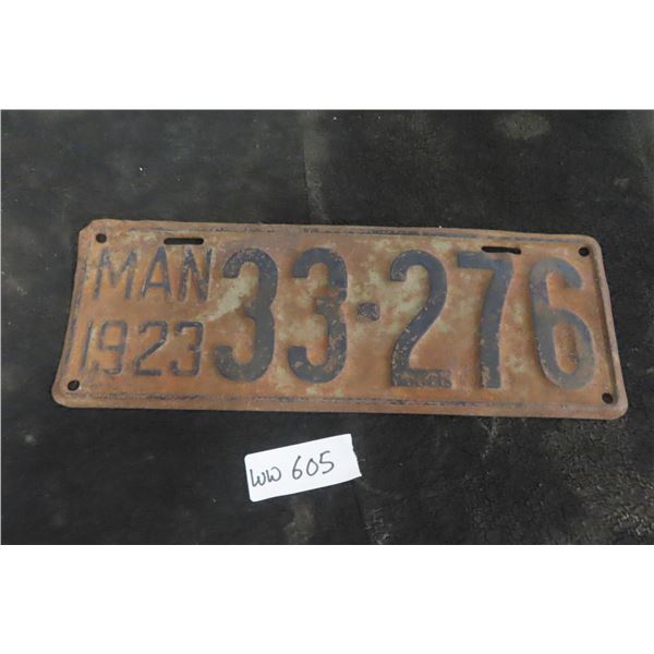 Manitoba 1923 Licence Plate