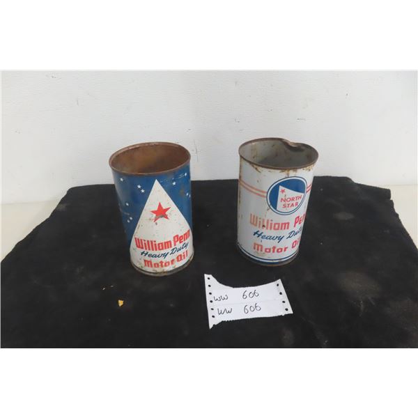 2 North Star/william Penn Quart Oil Cans. No Tops