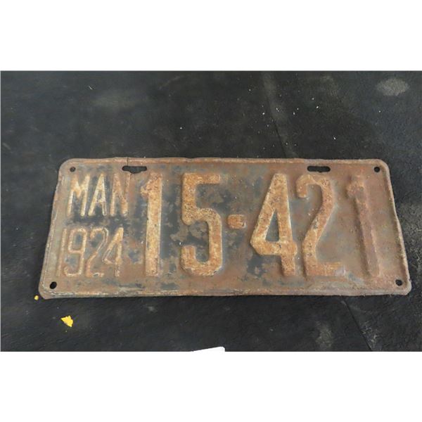 Manitoba 1924 Licence Plate