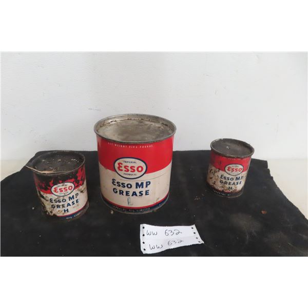 3 Esso Grease Cans 2 X 1lb, 1 X 5lb
