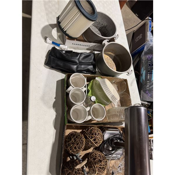 Lamp, dishes, and other items