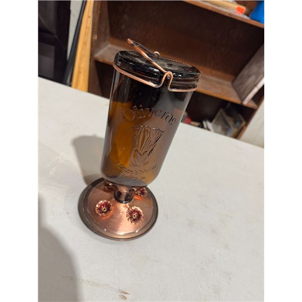 Glass hummingbird feeder