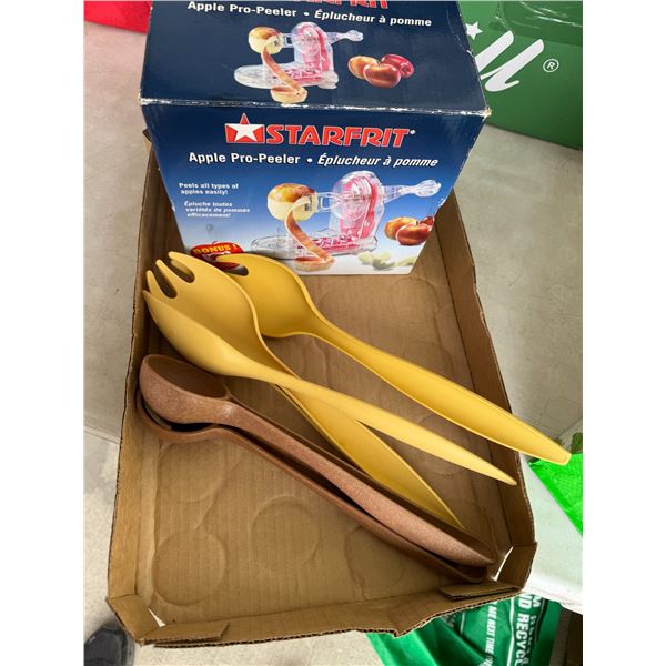 Apple peeler and salad utensils