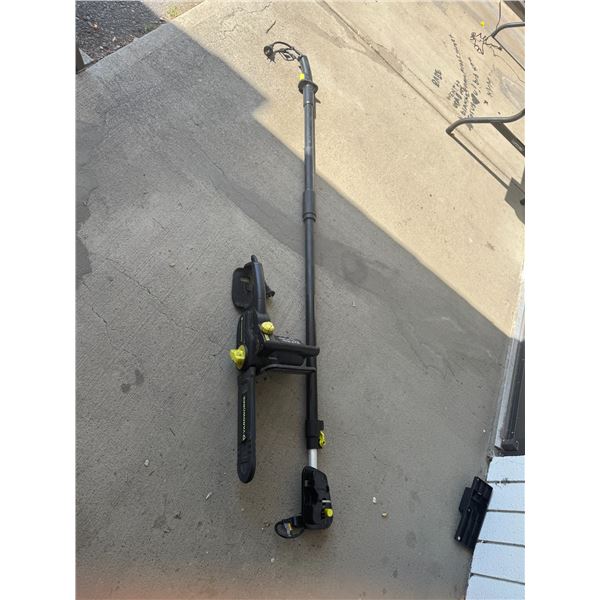 Yardwork electrical pole, and chainsaw