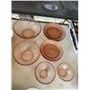Pink depression, glass dishes