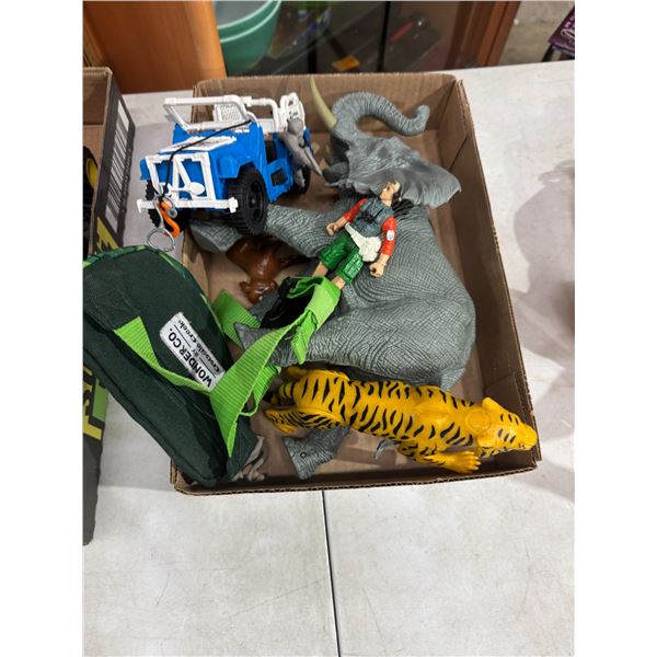 Assorted toys, elephant, etc.