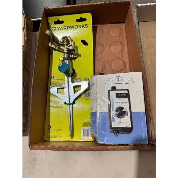 Dial a speed control and yardwork sprinkler