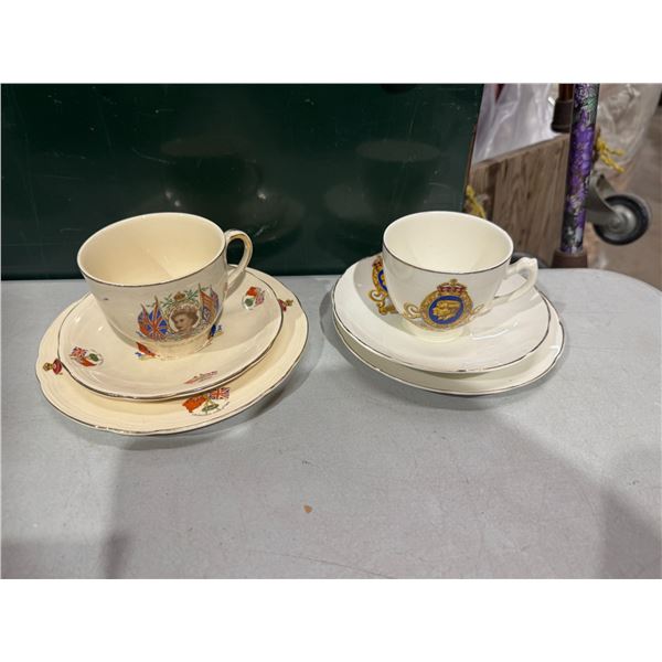 Royalty cups, saucers, and sidelight