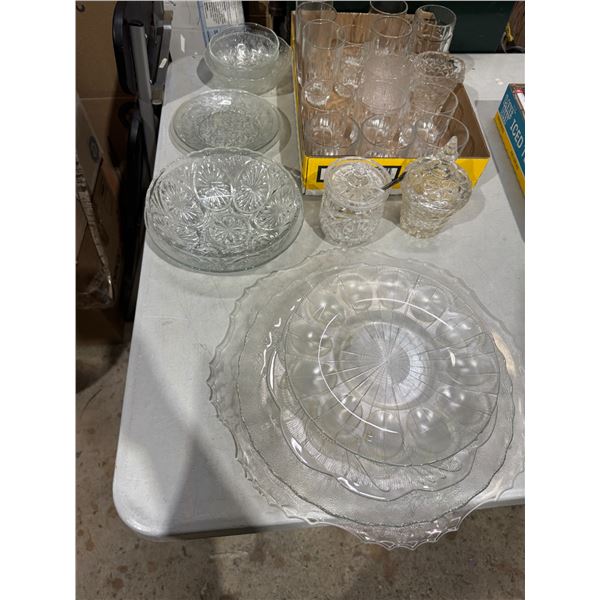 Serving platters and glasses
