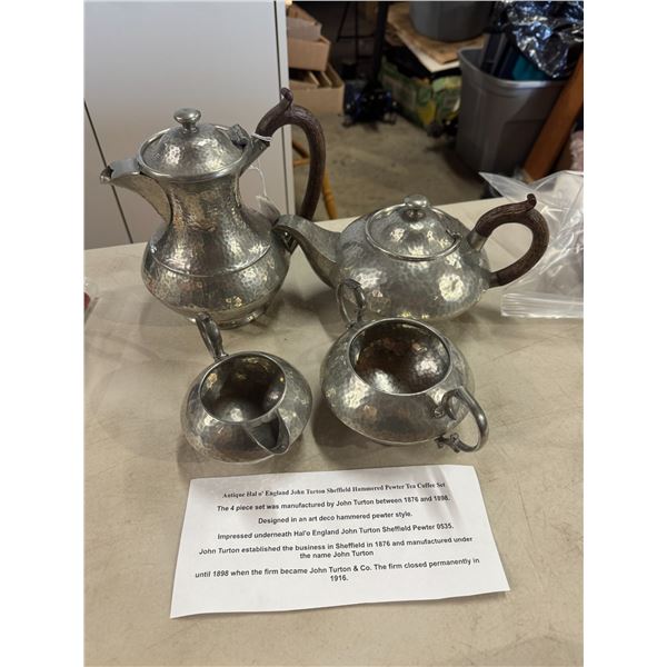 Antique Hal O England, pewter coffee, tea set