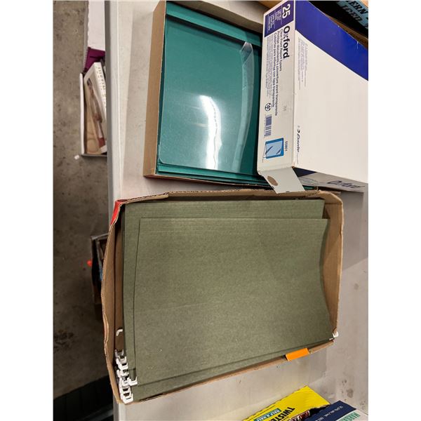 Hanging file folders and clear front report covers