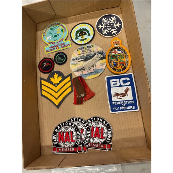 Assorted patches and stickers