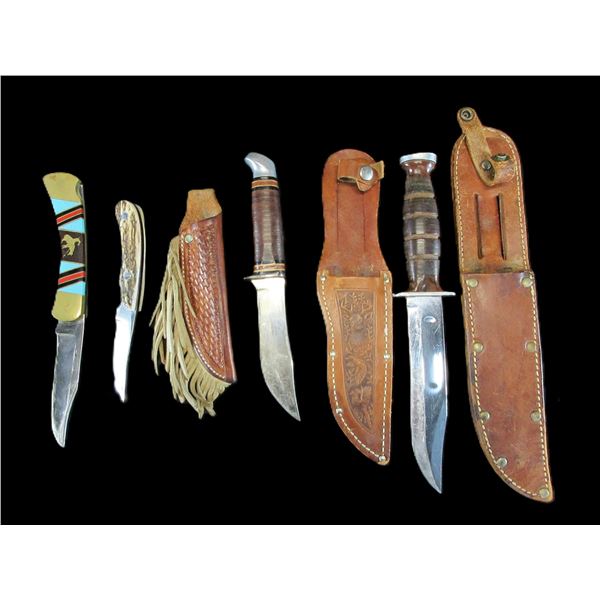 Schrade Knife With Sheath- 4.5" Blade- 4" Handle- Unmarked Knife With Sheath- 6" Blade- 4.5" Handle-