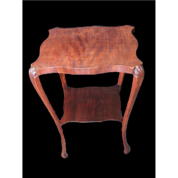 Mahogany Parlor Table With Shelf- 30" X 24" X 24"
