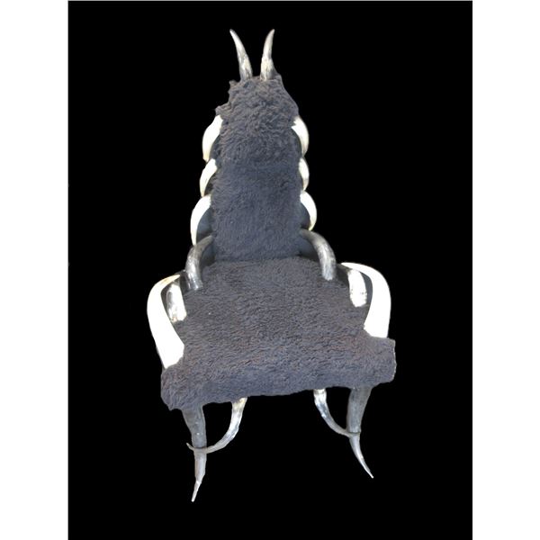 Horn Chair With Buffalo Hide Seat- Most Horns Are Buffalo- 52" X 30" X 28"- Good Usable Piece- Decen