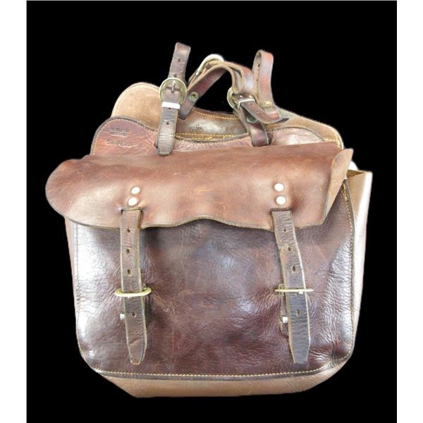 2 Single Leather Saddlebags Marked "Syd Hill + Sons"- Australia- 11" X 12"