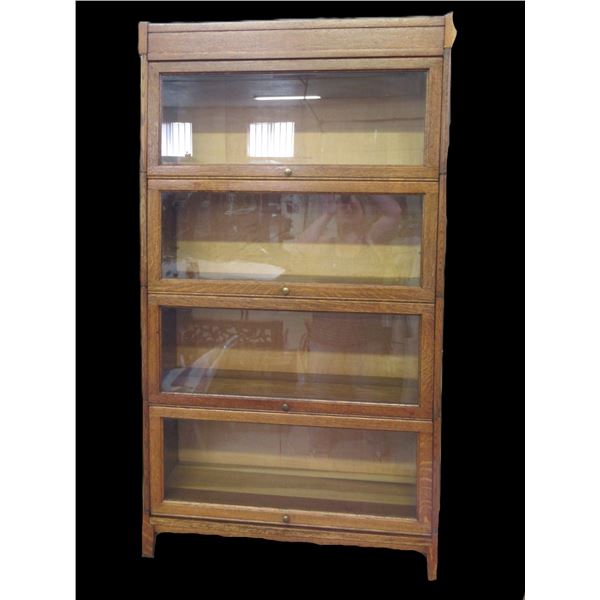 Quarter  Sawn Oak Lawyers Stacking Bookcase- 4 Stacker- Good Condition- 62" X 34" X 12"