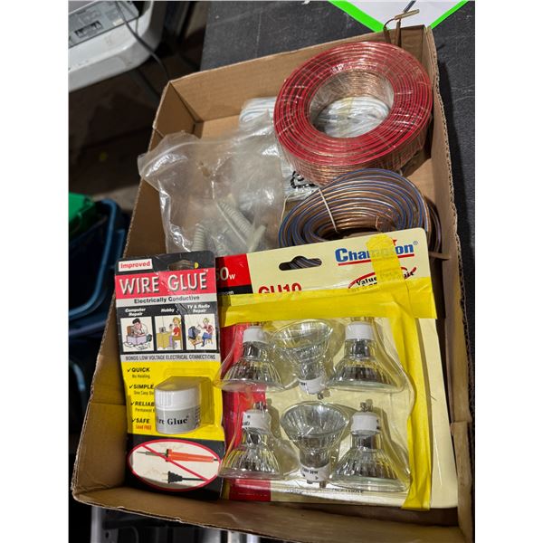 Bulbs, wire glue, and wires