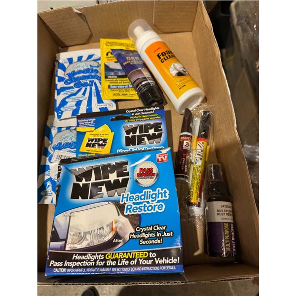 magic cleaner, gel, headlight cleaner, rest remover, spray, and other
