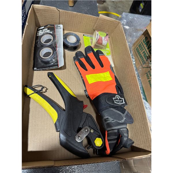 Work gloves, PVC tape and other items