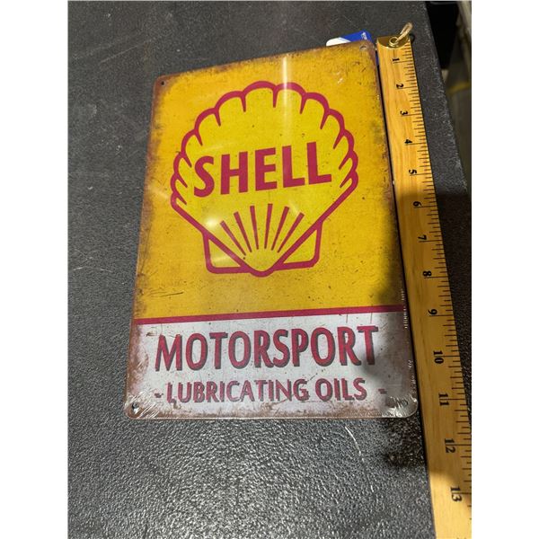 Shell motor sport lubricating oil tin sign