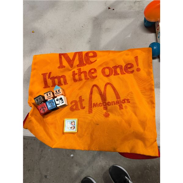 Vintage play school toys and McDonald's bag