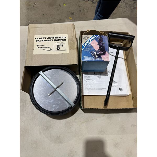 Backdraft damper, Dremel accessory and hook item