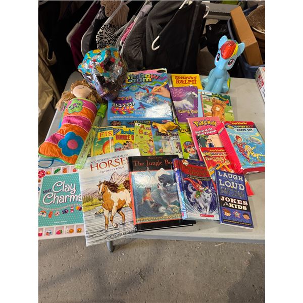 Books, crafting loom, etc.