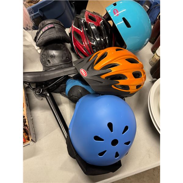 Helmet, bike seat, safety gear