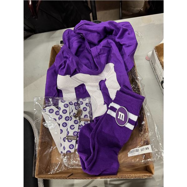 M&M T-shirt, socks, suspenders size large