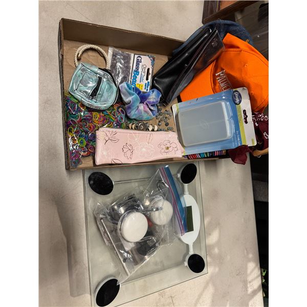 Glass, beads, elastics, and other items