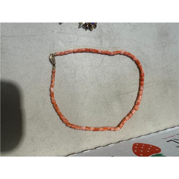 Pink salmon, angel, skin, coral necklace