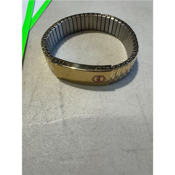 Gold tone stainless medic alert bracelet