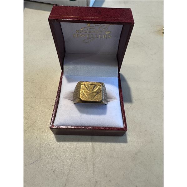 Brass ring with falcon