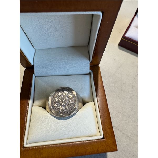 Mexican silver Maya calendar ring