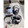 Image 1 : Assorted headphones and electronic items