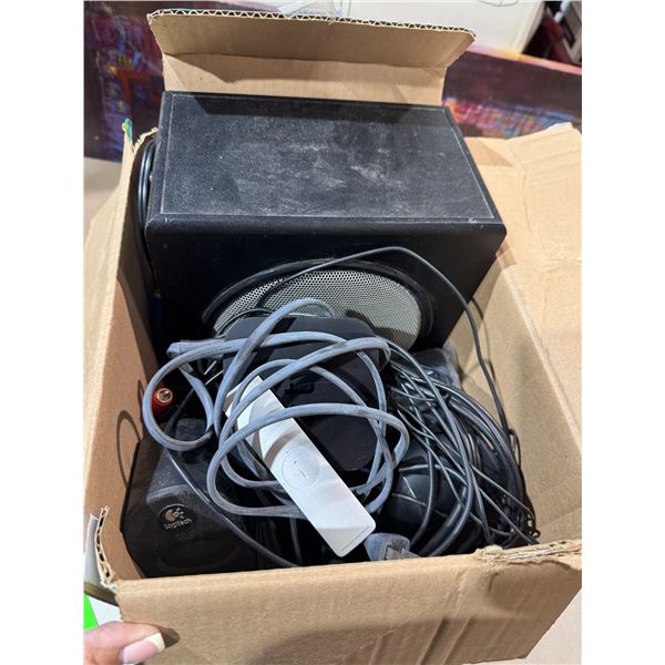 Computer speakers, Apple TV box with remote