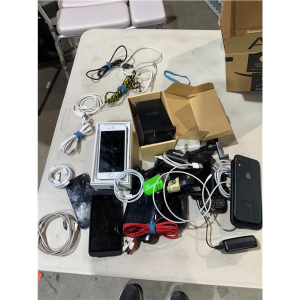 iPhones charging cords, other phones, all untested