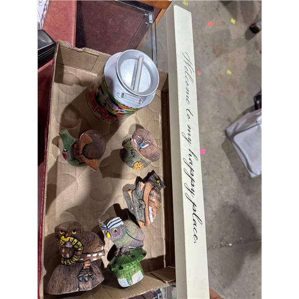 Owl  decor tin and happy place