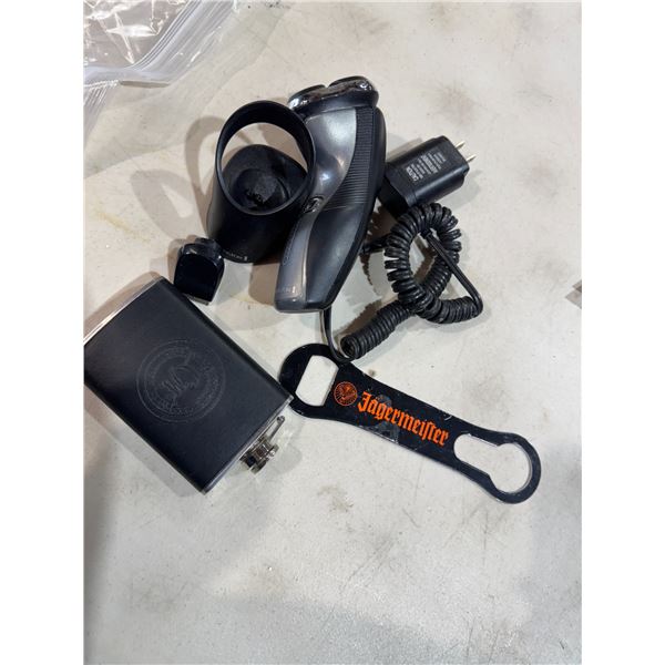 Razor flask, and bottle opener