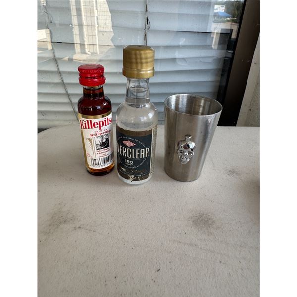 Sealed bottles and contents and shooter Glass